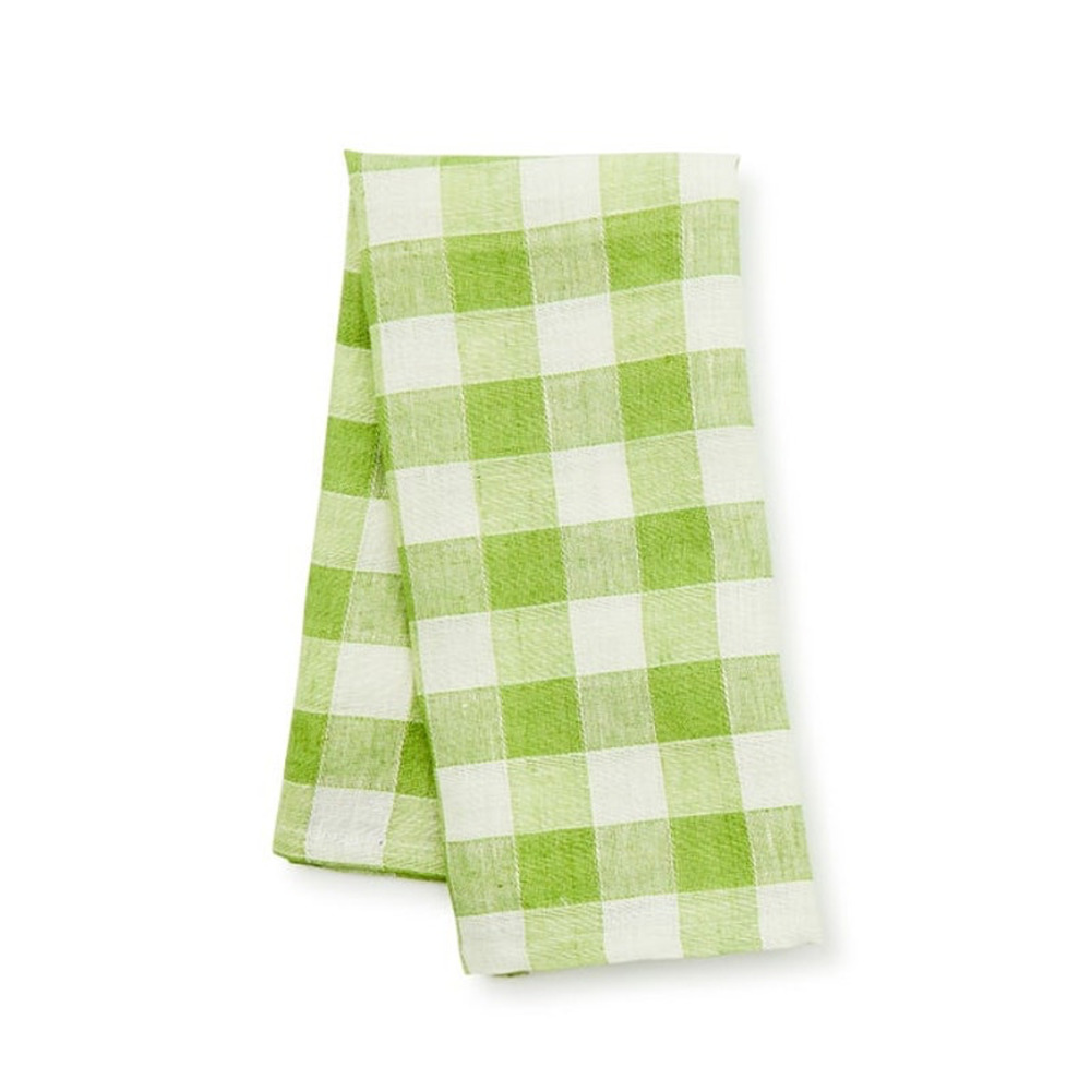 NEW Mackenzie-Childs Green Check Linen Kitchen Dish Towel 18x26